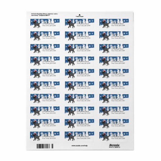 Cool Black Lab Cartoon Kerst Etiket (Full Sheet)