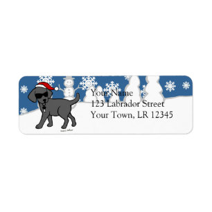 Cool Black Lab Cartoon Kerstmis Etiket