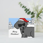 Cool Black Lab Cartoon Kerstsneeuw Bossen Feestdagenkaart (Staand voorkant)