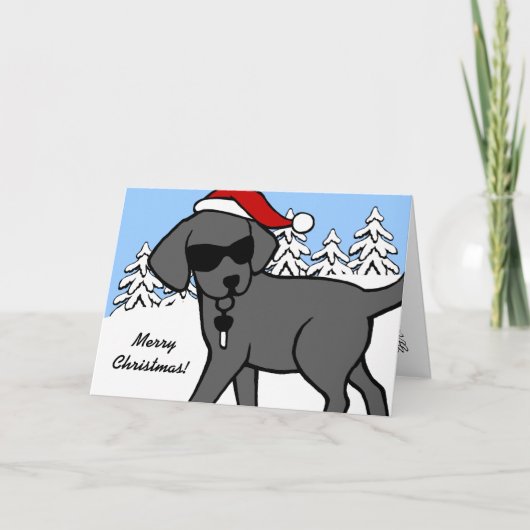 Cool Black Labrador Cartoon Kerst Feestdagen Kaart (Voorkant)