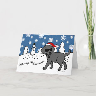 Cool Black Labrador Cartoon Kerst Feestdagen Kaart