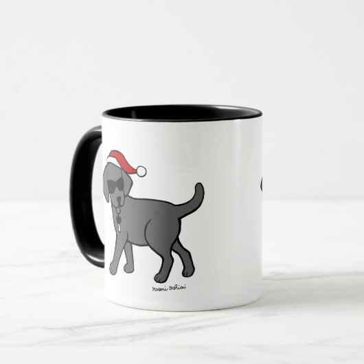 Cool Black Labrador kerstCartoon Mok (Voorkant links)