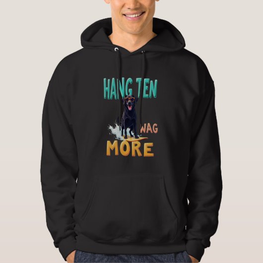 Cool Black Labrador Surfhond Hoodie (Voorkant)