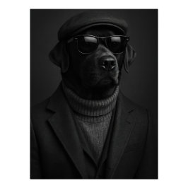 Cool Black Labrador with Sunglasses & Tweed Hat Perfect Poster