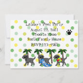 Cool Black Labradors Pool Party Kaart (Achterkant)