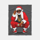 Cool Black Man Santa Claus Christmas African Ameri Fleece Deken (Voorkant)