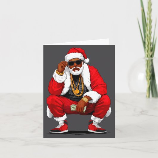 Cool Black Man Santa Claus Christmas African Ameri Kaart (Voorkant)