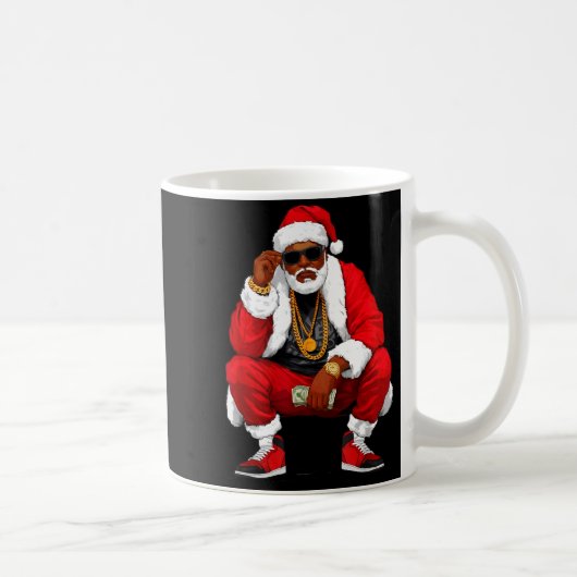 Cool Black Man Santa Claus Christmas African Ameri Koffiemok (Rechts)