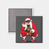 Cool Black Man Santa Claus Christmas African Ameri Magneet (Voorkant / Achterkant)