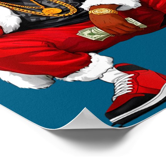 Cool Black Man Santa Claus Christmas African Ameri Poster (Hoek)