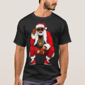Cool Black Man Santa Claus Christmas African Ameri T-shirt (Voorkant)