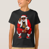 Cool Black Man Santa Claus Christmas African Ameri T-shirt (Voorkant)