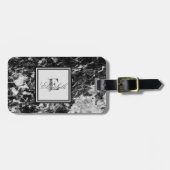 Cool Black Marble Texture, monogram-op maat gemaak Bagagelabel (Voorkant horizontaal)