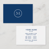 Cool Black Minimalist Monogrammed Elegant Visitekaartje (Voorkant / Achterkant)