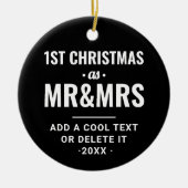 Cool Black Modern Typo | Eerste kerstfoto Keramisch Ornament (Voorkant)