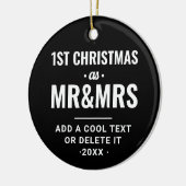 Cool Black Modern Typo | Eerste kerstfoto Keramisch Ornament (Links)