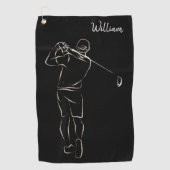 Cool Black Modern voegt Jouw naam Classy Masculine Golfhanddoek (Voorkant)