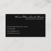 Cool Black Modern Wine Bottle Photo Visitekaartje (Achterkant)