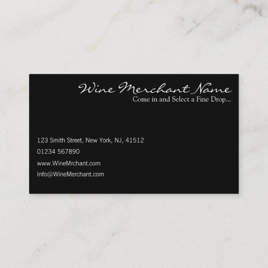 Cool Black Modern Wine Bottle Photo Visitekaartje (Achterkant)