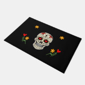 Cool Black Muertos Sugar Skull met Flowers Deurmat (Schuin)