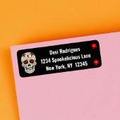 Cool Black Muertos Sugar Skull met Flowers Etiket