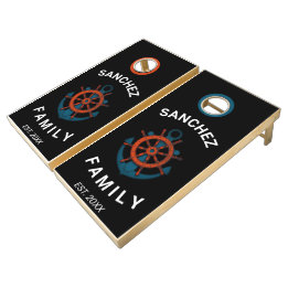 Cool Black Nautical Thletic Blue Anchor Family Cor