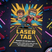 Cool Black Neon Laser Tag Birthday Kaart