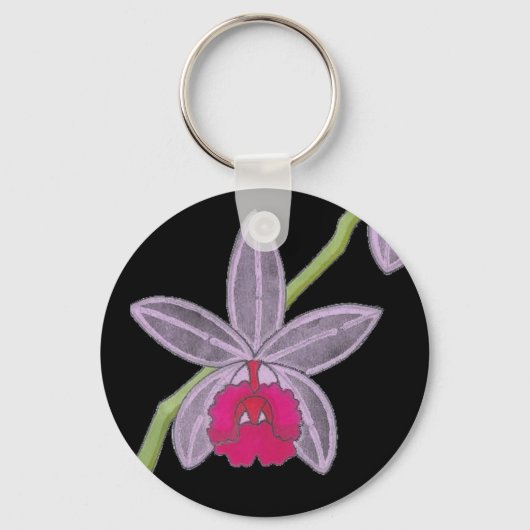 Cool Black Orchid Flower Custom Sleutelhanger (Voorkant)