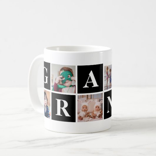 Cool Black Photo Collage Grandma en Grandpa Mokken (Voorkant links)