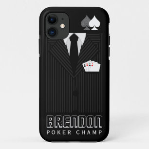 Cool Black Pinstripe Suit Poker Champ Casino iPhone 11 Hoesje