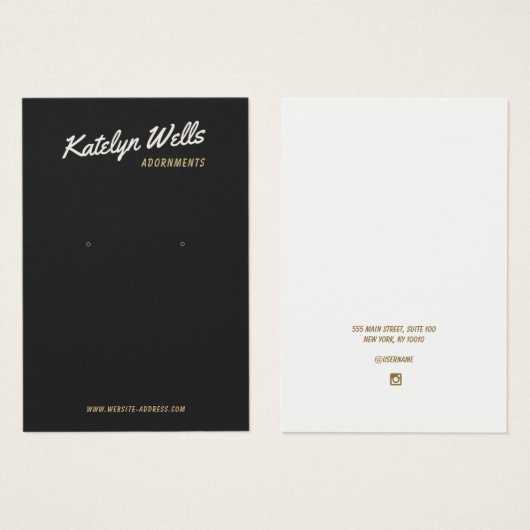Cool Black Retro Script Earning Display Card-kaart Visitekaartje (Voorkant /achterkant)