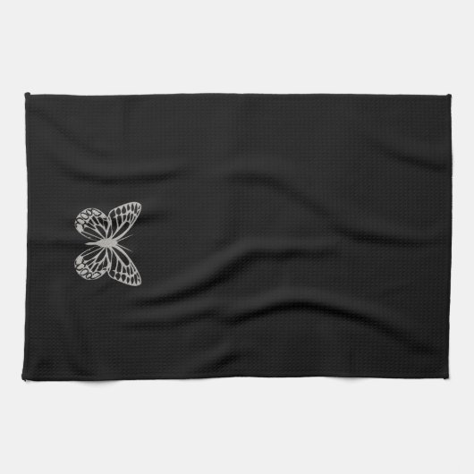 Cool Black Silver Butterfly Handdoek (Horizontaal)
