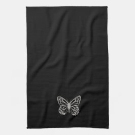 Cool Black Silver Butterfly Handdoek