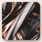 Cool Black, Silver en Copper Abstract 3D-effect Bier Onderzetter (Voorkant)