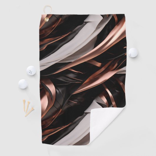 Cool Black, Silver en Copper Abstract 3D-effect Golfhanddoek (Insitu)