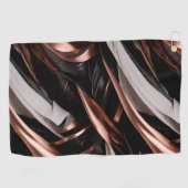 Cool Black, Silver en Copper Abstract 3D-effect Golfhanddoek (Horizontaal)