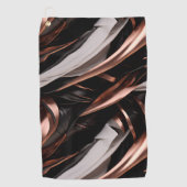 Cool Black, Silver en Copper Abstract 3D-effect Golfhanddoek (Voorkant)