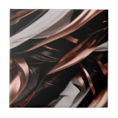 Cool Black, Silver en Copper Abstract 3D-effect Tegeltje (Voorkant)