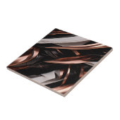 Cool Black, Silver en Copper Abstract 3D-effect Tegeltje (Zijkant)
