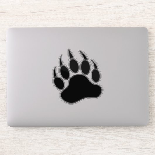 Cool Black Silver Paw Sticker (Computer)