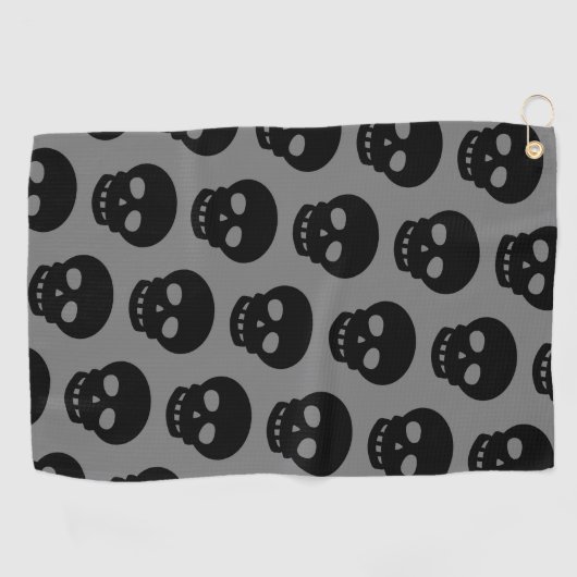Cool Black Skull Dark Grey Pattern Golfhanddoek (Horizontaal)