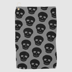 Cool Black Skull Dark Grey Pattern Golfhanddoek