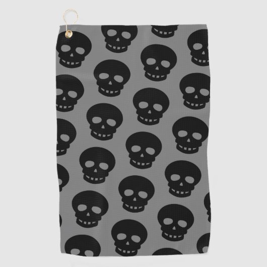 Cool Black Skull Dark Grey Pattern Golfhanddoek (Voorkant)