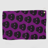 Cool Black Skull Dark Paars Pattern Golfhanddoek (Horizontaal)