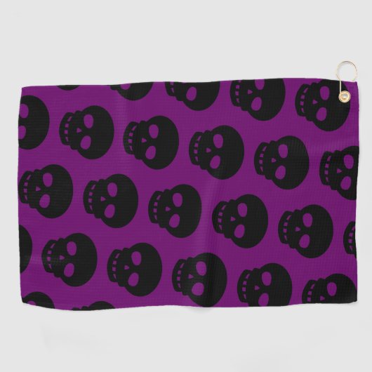 Cool Black Skull Dark Paars Pattern Golfhanddoek (Horizontaal)