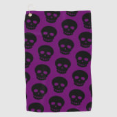Cool Black Skull Dark Paars Pattern Golfhanddoek (Voorkant)
