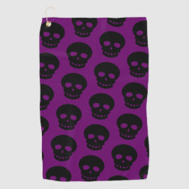 Cool Black Skull Dark Paars Pattern Golfhanddoek
