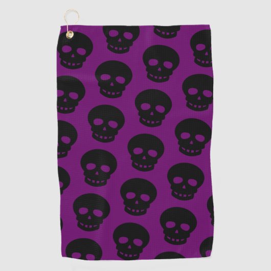 Cool Black Skull Dark Paars Pattern Golfhanddoek (Voorkant)