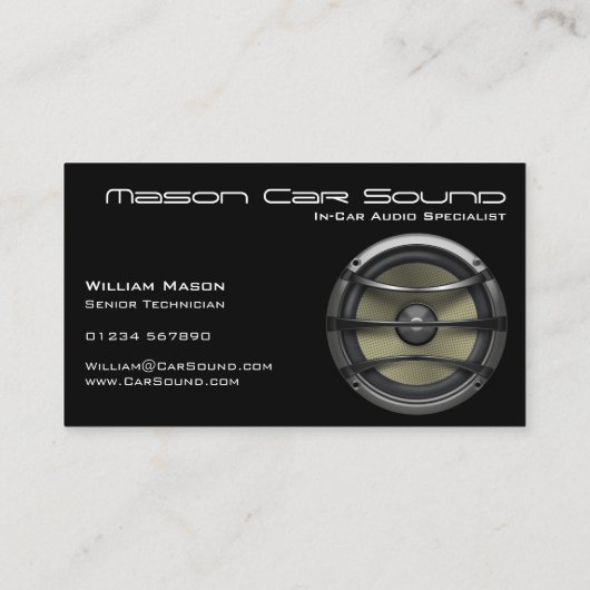 Cool Black Speaker Audio Technicia Visitekaartje (Achterkant)