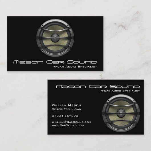 Cool Black Speaker Audio Technicia Visitekaartje (Voorkant / Achterkant)